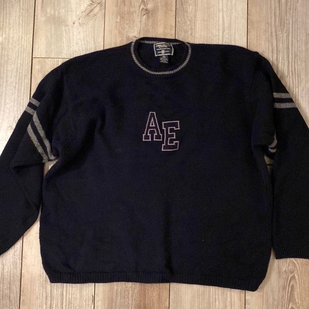 American Eagle Sweater Oversize Cozy Wool Dark Academia Varsity Pullover XL